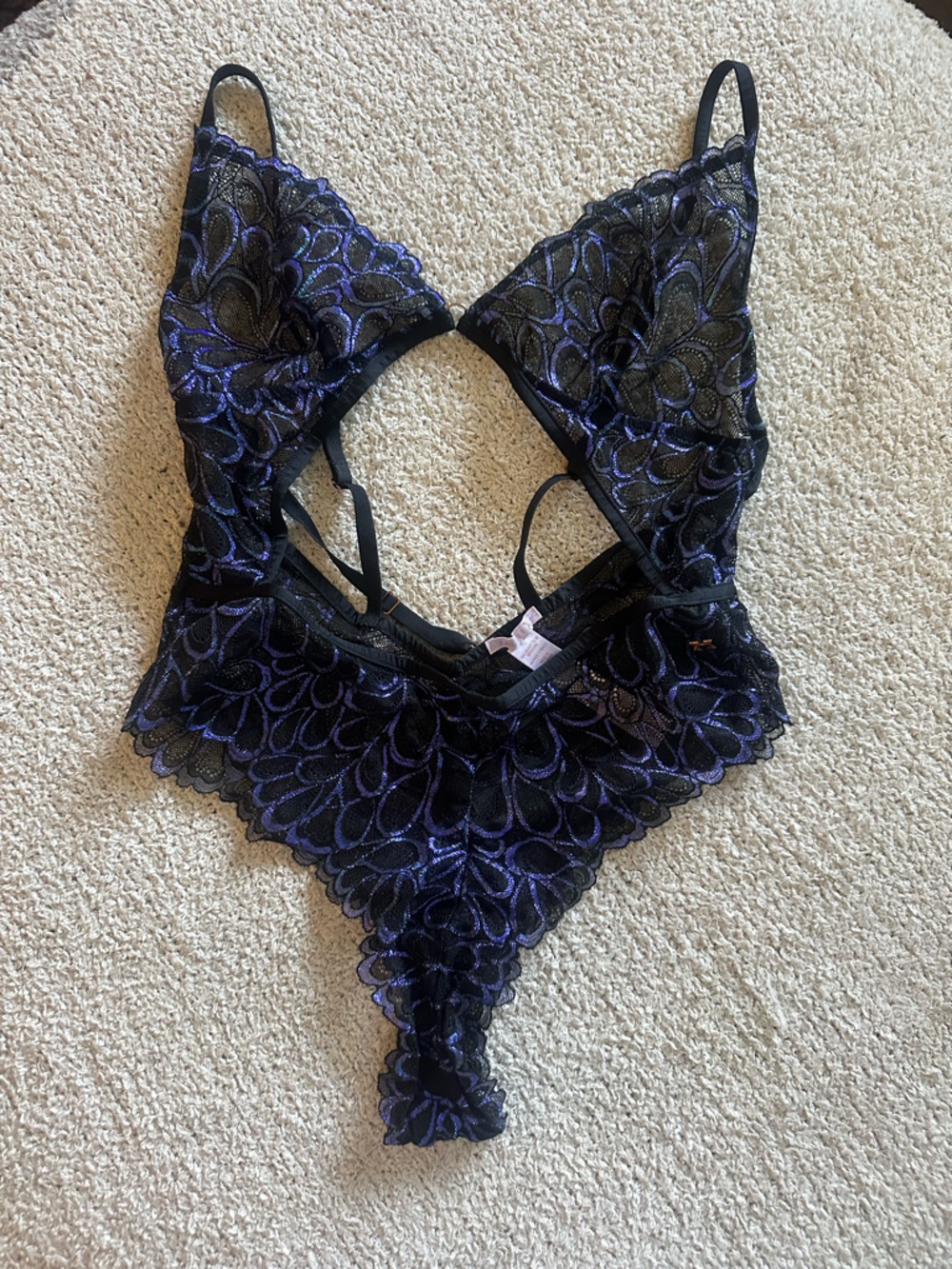 Savage X Fenty Black & Purple Lace Onesie